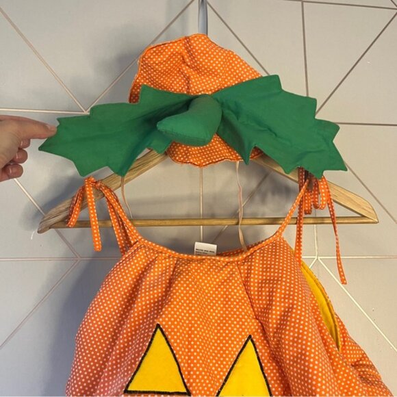Vintage 1980s Baby Toddler Pumpkin Halloween Costume Romper with Hat - Picture 6 of 11